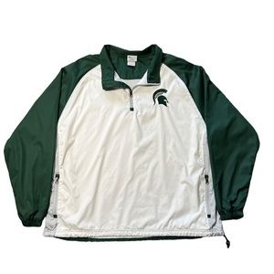 Knights Apparel Men’s MSU Spartan Athletic Windbreaker Quarter Zip Jacket Sz. XL